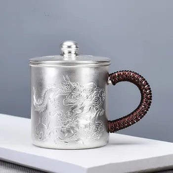 

999 sterling silver tea cup mug sterling silver water mug with lid drinking cup coffee cup