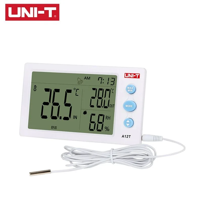 UNI-T A12T Digital LCD Thermometer Hygrometer Dual Temperature Humidity Meter Alarm Clock Function Outdoor Temperature Test
UNI-T A12T Digital LCD Thermometer Hygrometer Dual Temperature Humidity Meter Alarm Clock Function Outdoor Temperature Test