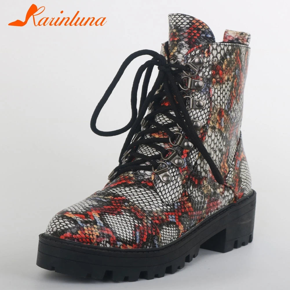 Karinluna 2019 Winter big size 43 Fashion Ankle Boots Woman Shoes shoelaces cool snake veins Shoes Women Boots female
Karinluna 2019 Winter big size 43 Fashion Ankle Boots Woman Shoes shoelaces cool snake veins Shoes Women Boots female