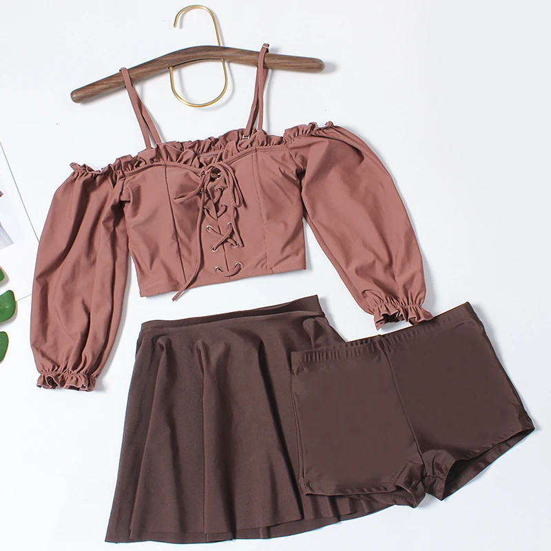 Women's Swimming Tankini with shorts Three piece Woman Swim Dress Off Shoulder Swim Suit Sets Vintage Retro Bathing Suits
Women's Swimming Tankini with shorts Three piece Woman Swim Dress Off Shoulder Swim Suit Sets Vintage Retro Bathing Suits