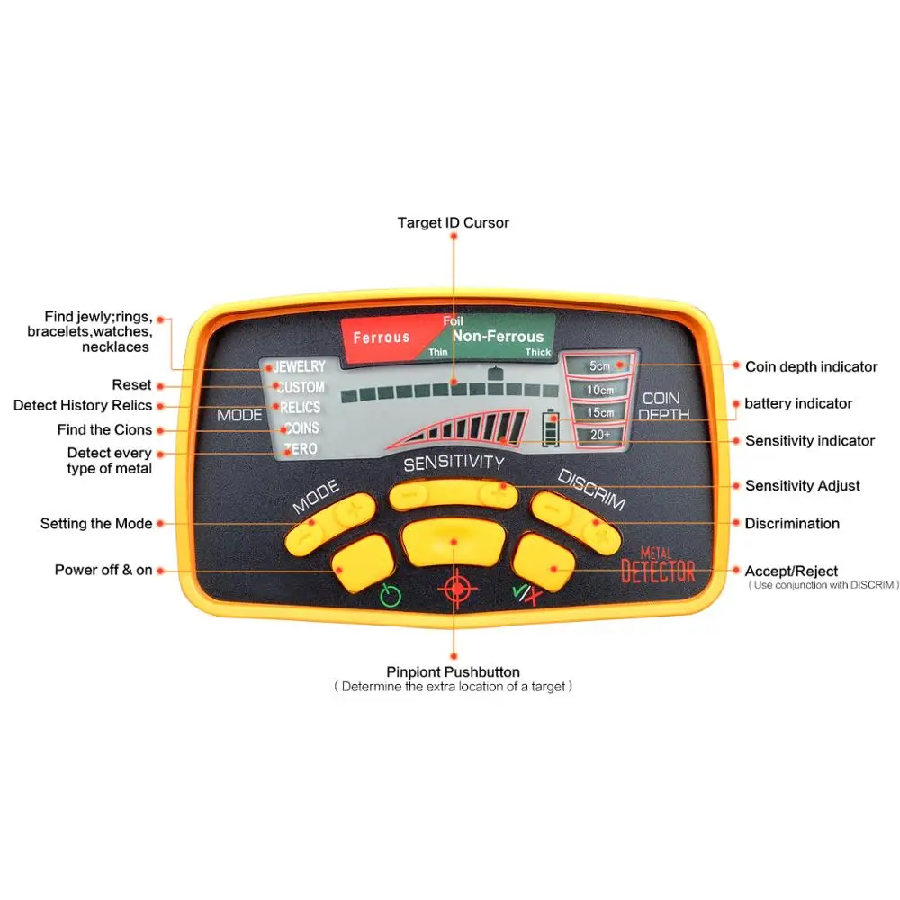 Underground Metal Detector Professional MD6350 Gold Digger Treasure Hunter MD6250 Updated MD-6350 Pinpointer LCD Display
Underground Metal Detector Professional MD6350 Gold Digger Treasure Hunter MD6250 Updated MD-6350 Pinpointer LCD Display