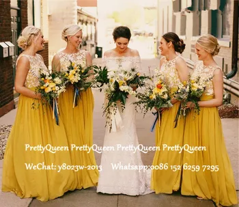 Gold Yellow Long Bridesmaid Dresses With Lace Top and Chiffon Skirt 2020 Sheer Neck A Line Wedding Guest Dress Party Gown
Gold Yellow Long Bridesmaid Dresses With Lace Top and Chiffon Skirt 2020 Sheer Neck A Line Wedding Guest Dress Party Gown