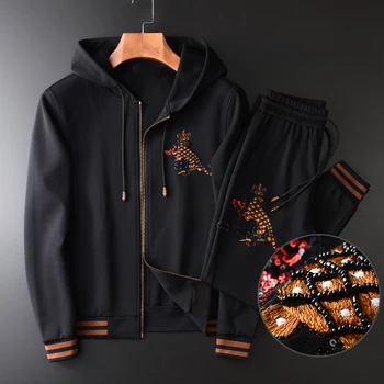 New Mens Sets (sweatshirt+pants) Luxury Sequin Embroidery Casual Sport Mens Hoodies Elastic Waist Slim Fit Male Set With Pant
New Mens Sets (sweatshirt+pants) Luxury Sequin Embroidery Casual Sport Mens Hoodies Elastic Waist Slim Fit Male Set With Pant