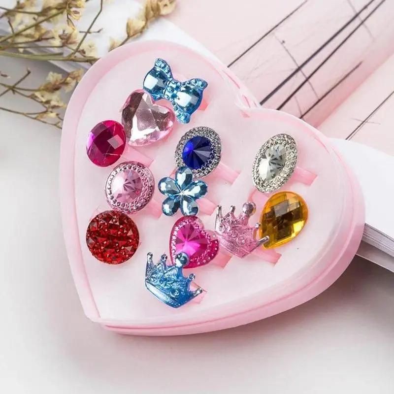 12PCS Fashion Resin Cartoon Rings Children Rings For Girls Ring