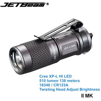 

Jetbeam II MK CR123A 16340 Keychain High Power Flashlight Cree LED Waterproof EDC Flash Light with Twisting Head Switch