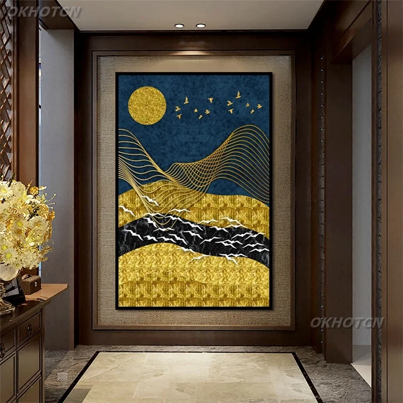 Golden Line Chinese Style Canvas Painting Abstract Landscape Modern Print Poster Home Decor Wall Art Picture Living Room Aisle
Golden Line Chinese Style Canvas Painting Abstract Landscape Modern Print Poster Home Decor Wall Art Picture Living Room Aisle