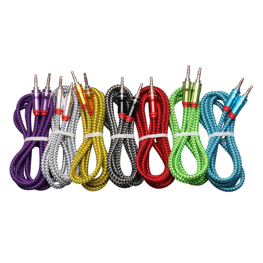 100pcs/lot 3.5mm Auxiliary Audio Cable Nylon Braided Aux Cord 3 5mm Jack Plug Male To AUX for Samsung Xiaomi | Электроника