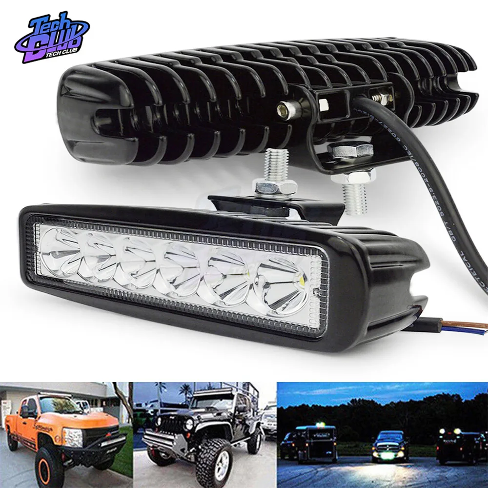 

New 6 inch 18W 6 LED Offroad Car Work Light Spotlight 12V 6*3W Flood Beam Daytime Running Light For Jeep 4x4 ATV 4WD SUV Car