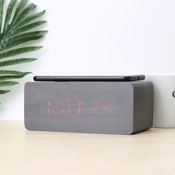 LED Digital Charger Wooden Electric Alarm Clock with Wireless Charging Pad for Bedroom Digital Home Decoration 
LED Digital Charger Wooden Electric Alarm Clock with Wireless Charging Pad for Bedroom Digital Home Decoration