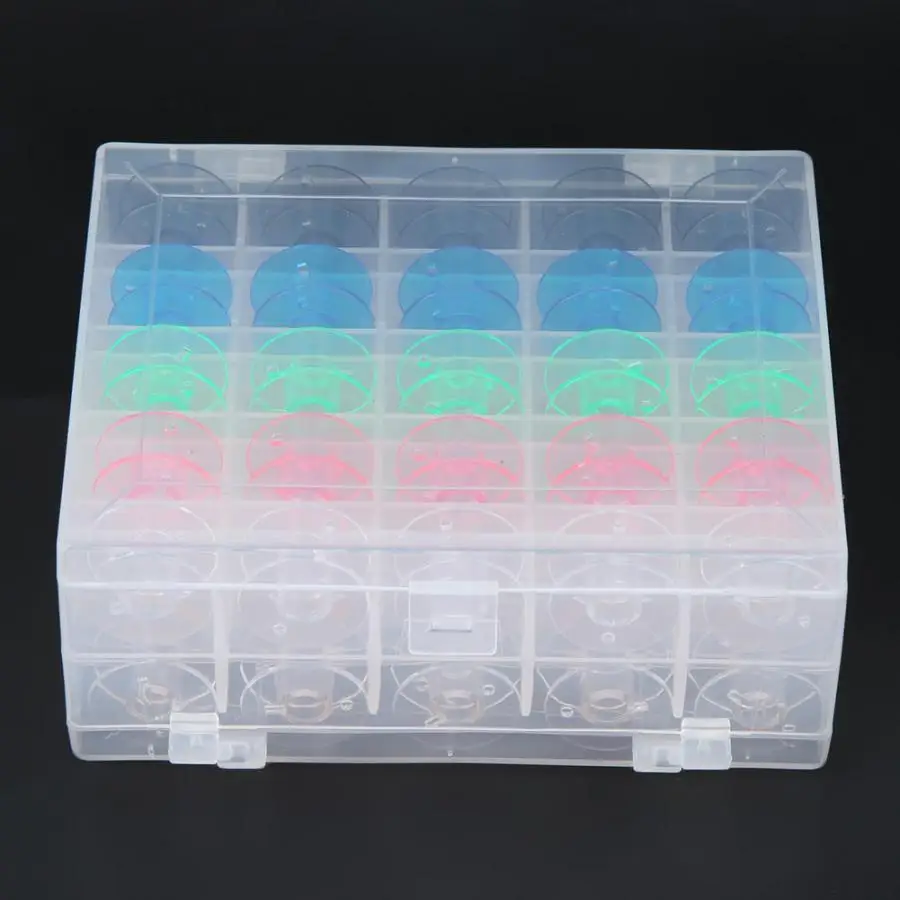 Sewing Thread Sewing Threads 50PCS Double-deck Plastic Boxed Color Transparent Plastic Bobbins Sewing Machine Spool Tool
Sewing Thread Sewing Threads 50PCS Double-deck Plastic Boxed Color Transparent Plastic Bobbins Sewing Machine Spool Tool