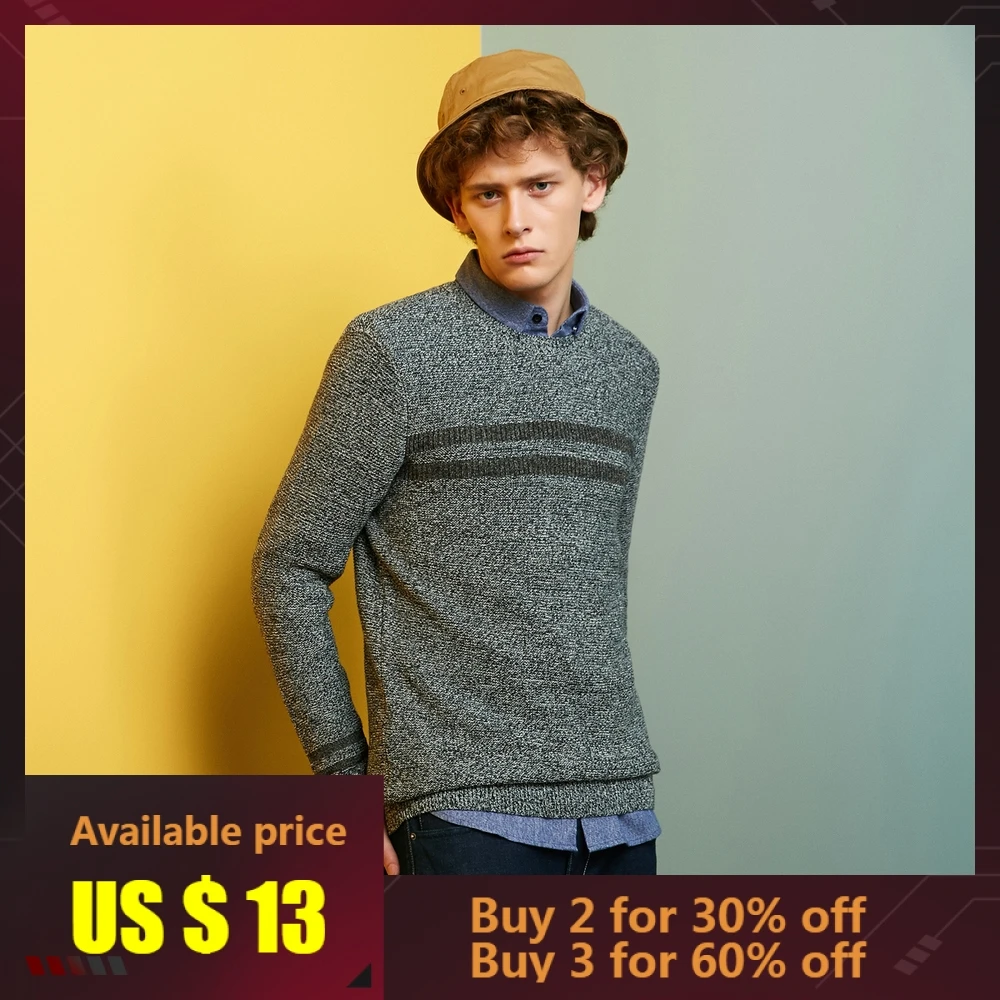 METERSBONWE New Autumn Winter Men Sweaters Long Sleeve Yarn Colliding Round Neck Pullover Sweater 
METERSBONWE New Autumn Winter Men Sweaters Long Sleeve Yarn Colliding Round Neck Pullover Sweater