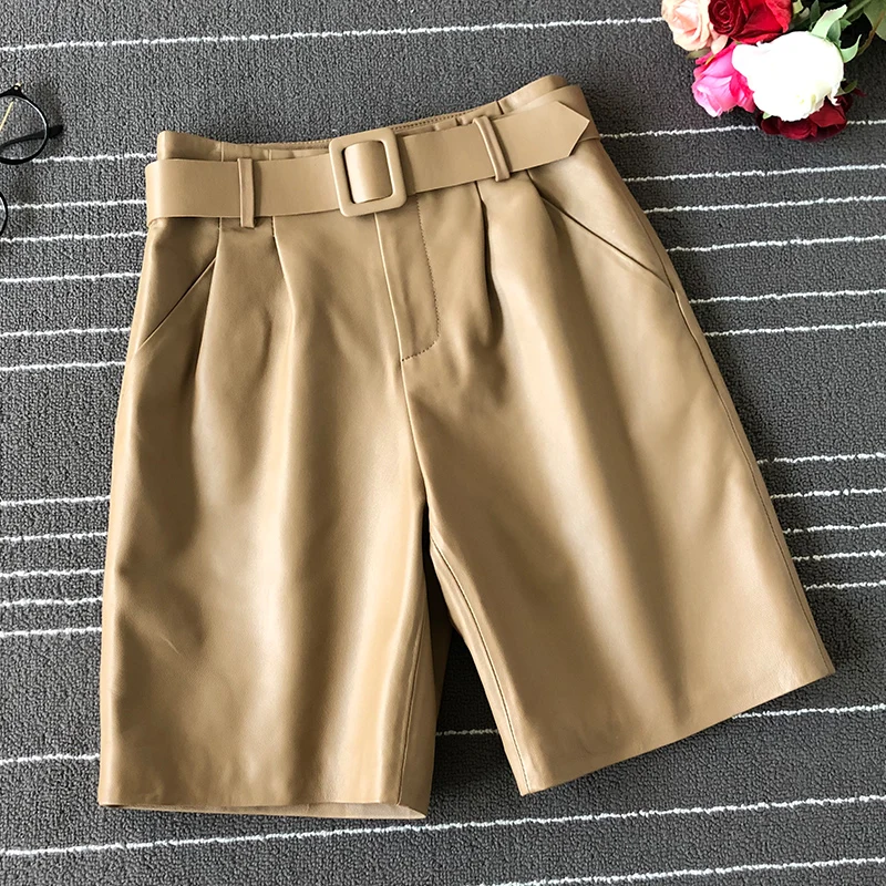 Women's Brand new high quality real leather wide-leg pants Chic belat wide-leg Fifth pants 100% genuine leather pants B004
Women's Brand new high quality real leather wide-leg pants Chic belat wide-leg Fifth pants 100% genuine leather pants B004