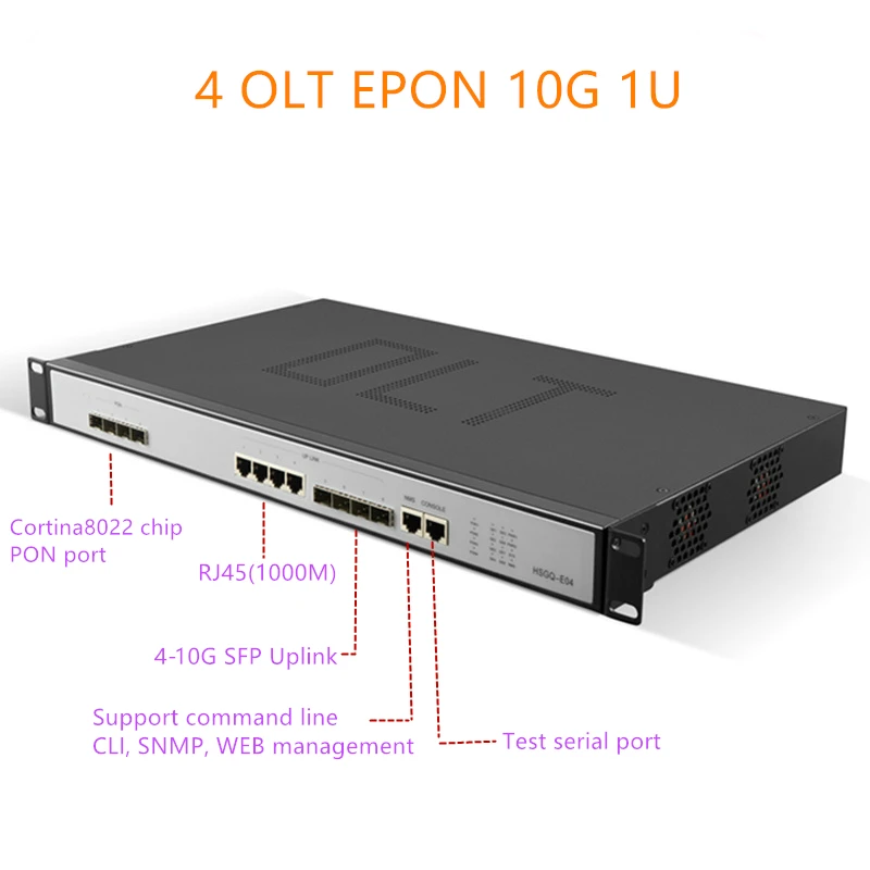 

EPON OLT 1.25G uplink 10G 4port E04 1U EPON OLT 4 Port For Triple-Play olt eponport PX20+ PX20++ PX20+++ 4 pon 1.25G SFP