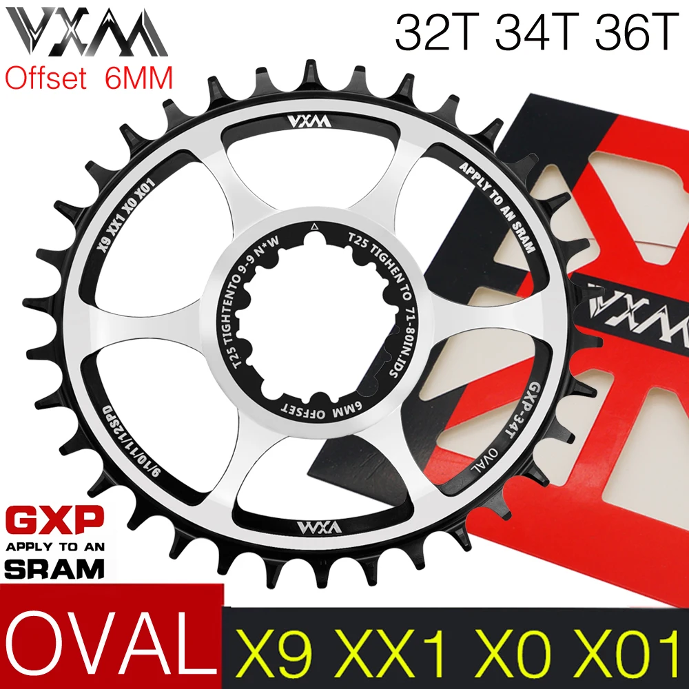 VXM Bicycle Oval Chainring Offset 6mm for SRAM GXP XX1 Eagle X01 GX X1 1400 X0 X9 S1400 32T 34T 36T MTB 32T 34T 36T Chainwheel
VXM Bicycle Oval Chainring Offset 6mm for SRAM GXP XX1 Eagle X01 GX X1 1400 X0 X9 S1400 32T 34T 36T MTB 32T 34T 36T Chainwheel