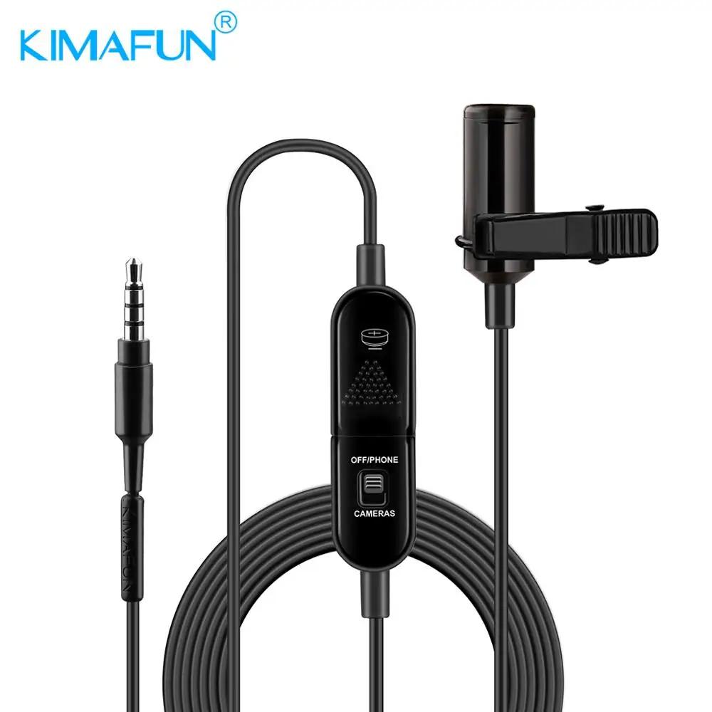 Микрофон KIMAFUN петличный микрофон для камеры конденсаторный Xiaomi Collar iPhone Xs X Canon DSLR PK