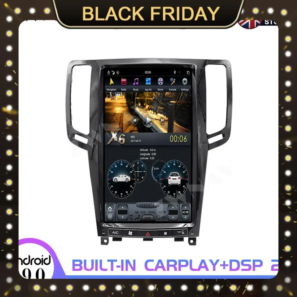 DSP Carplay vertical Tesla screen Android 9.0 Car Multimedia Player For Infiniti G25 G37 car GPS Audio Radio stereo BT Head Unit
DSP Carplay vertical Tesla screen Android 9.0 Car Multimedia Player For Infiniti G25 G37 car GPS Audio Radio stereo BT Head Unit