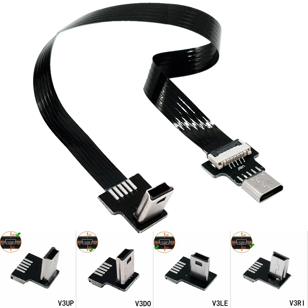 

FPC 0.1M Mini USB Type A Male to Micro USB B Female 90 Degree Right / Left Angle Adapter CABLE / data & charger supported