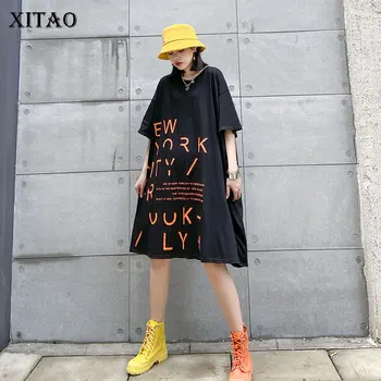 XITAO Fashion Plus Size Letter Print Women Dress Black Loose Trend Trend Dresses Summer New Leisure Wild Women Clothes XJ4425 
XITAO Fashion Plus Size Letter Print Women Dress Black Loose Trend Trend Dresses Summer New Leisure Wild Women Clothes XJ4425