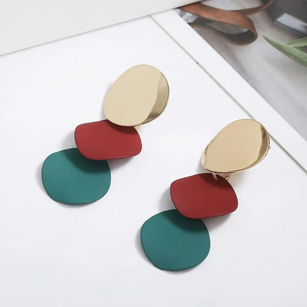

1Pair Colorful Slice bump wafer Dangle Earrings for Women Vintage Geometric Metal Pendant Drop Earring Fashion Jewelry