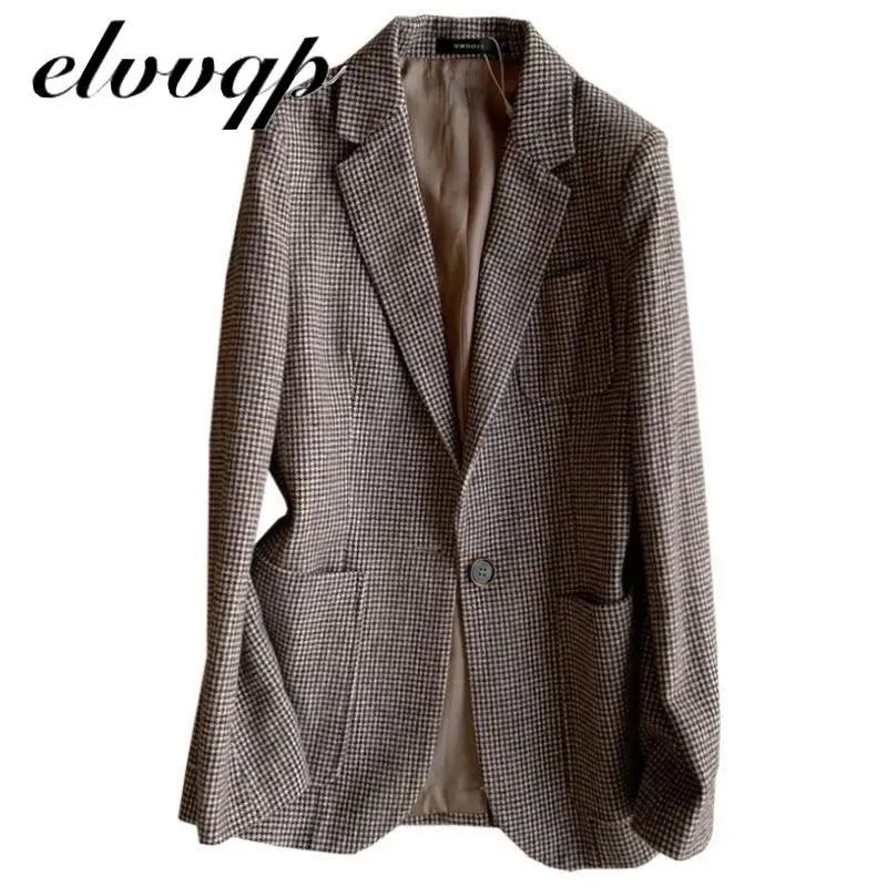 New Fashion Khaki Office Lady Blazer Women Elegant Plaid Long Sleeve Spring Autumn Casual Tops Woolen Blazer Coat Femme Jacket
New Fashion Khaki Office Lady Blazer Women Elegant Plaid Long Sleeve Spring Autumn Casual Tops Woolen Blazer Coat Femme Jacket