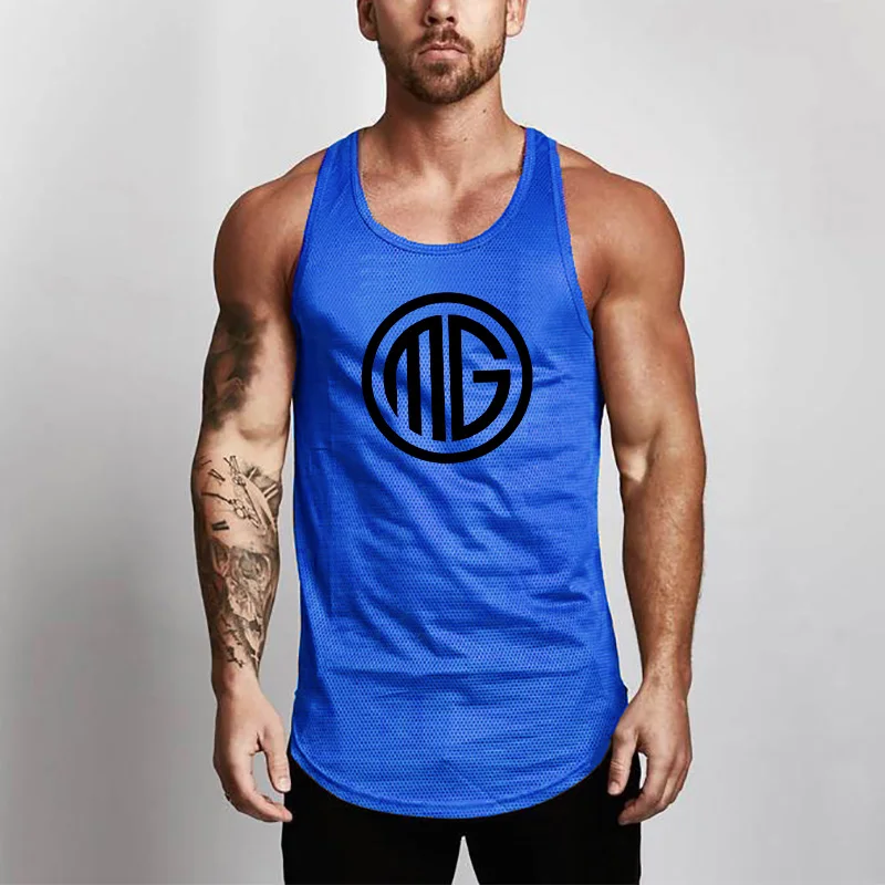 

Casual Mesh Gym Mens Tank Top Fitness Brand Workout Fashion Sleeveless Tanktops Bodybuilding Vest Stringer Undershirt Singlets