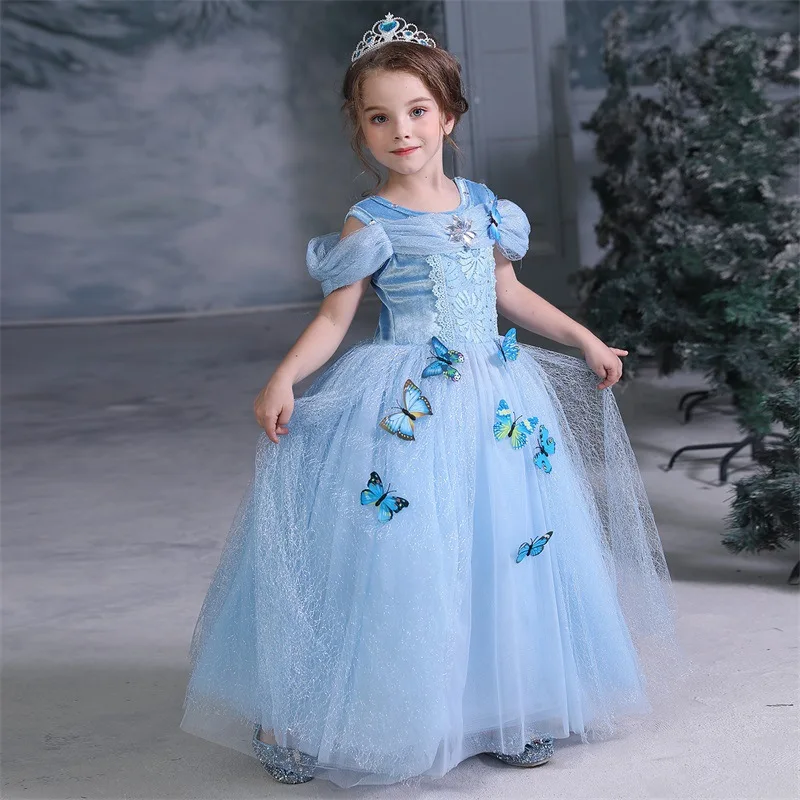 

Girls Snow Queen Aurora Elobel Girls Anna Elsa Cosplay Dress Kids Princess Party Dresses for Halloween Birthday Pageant Costume