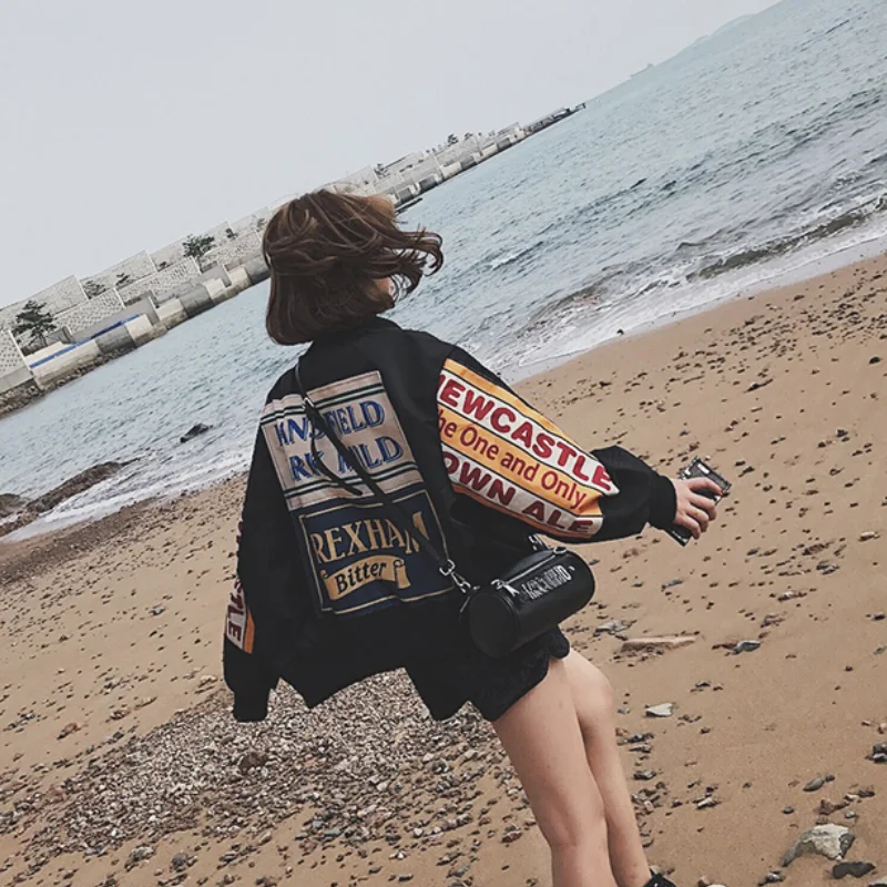 Новая женская Свободная ветровка с нашивками в стиле Харадзюку, Женская куртка-бомбер, уличная одежда, повседневная короткая куртка, верхняя одежда
Новая женская Свободная ветровка с нашивками в стиле Харадзюку, Женская куртка-бомбер, уличная одежда, повседневная короткая куртка, верхняя одежда