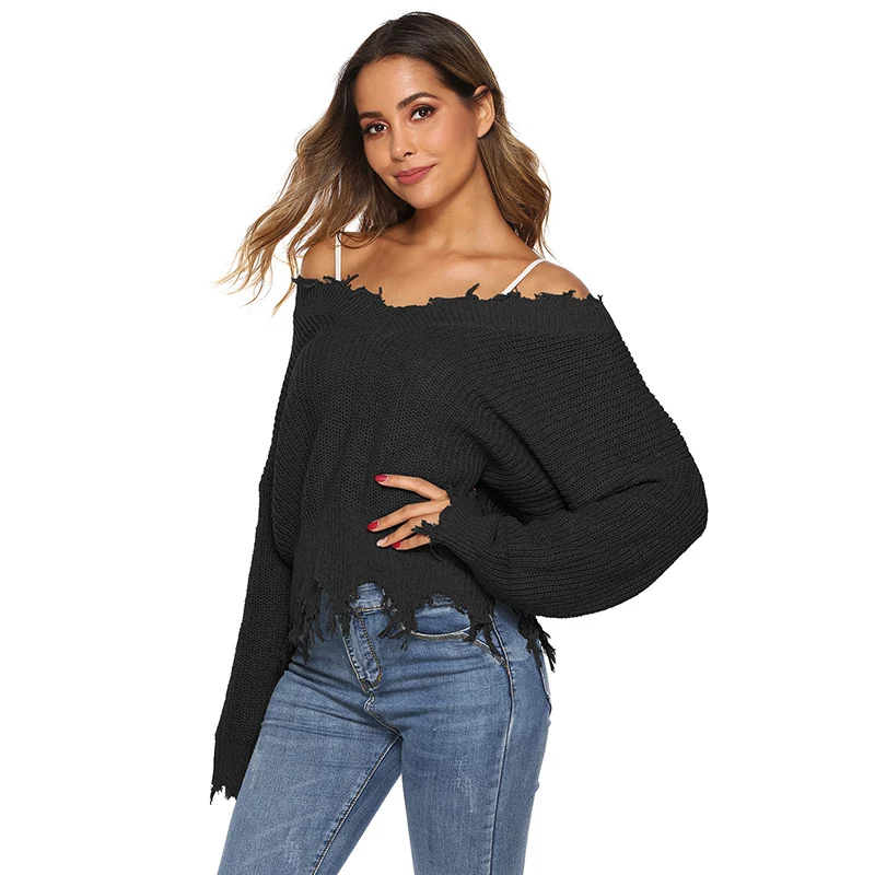 2019 New V-neck Long-sleeved Solid Color Sweater Irregular Hem Loose Tassel Sweater
2019 New V-neck Long-sleeved Solid Color Sweater Irregular Hem Loose Tassel Sweater