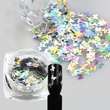 1 bouteille Nail Art brillant paillettes Laser AB couleur papillon paillettes tranche ongle mince Paillette décoration 3D conseils manucure BEHD02(China)