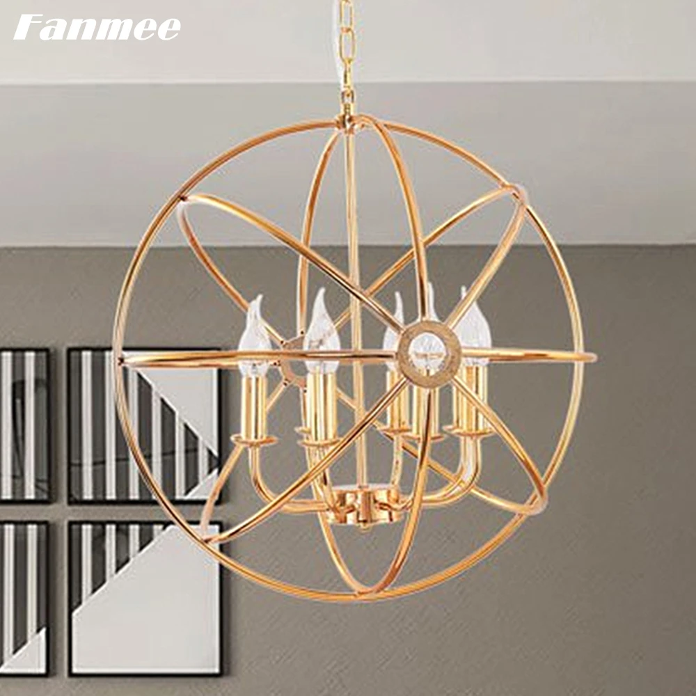 

Orb Retro Chandelier Light LED Chrome Gold Finish Globe Vintage Industrial Hanging Lamp Art Deco Living Room Bedroom Dining Room