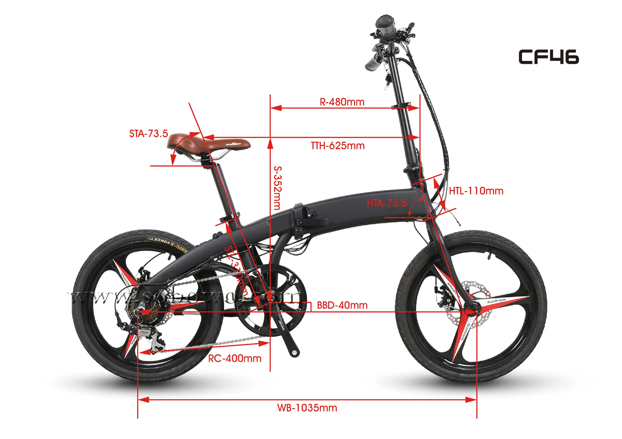 Excellent 2019 Sobowo CF46 20*1.75 inch three knife integrated wheel high quality folding electric bicycle 6