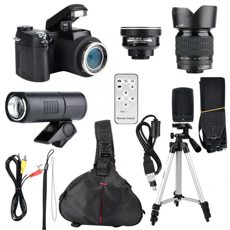 D7300 HD 1080P Digital Camera 33MP TFT LCD Display Camcorder with Wide Angle Lens+24X Telephoto Lens+LED+Tripod+Remote Control
D7300 HD 1080P Digital Camera 33MP TFT LCD Display Camcorder with Wide Angle Lens+24X Telephoto Lens+LED+Tripod+Remote Control