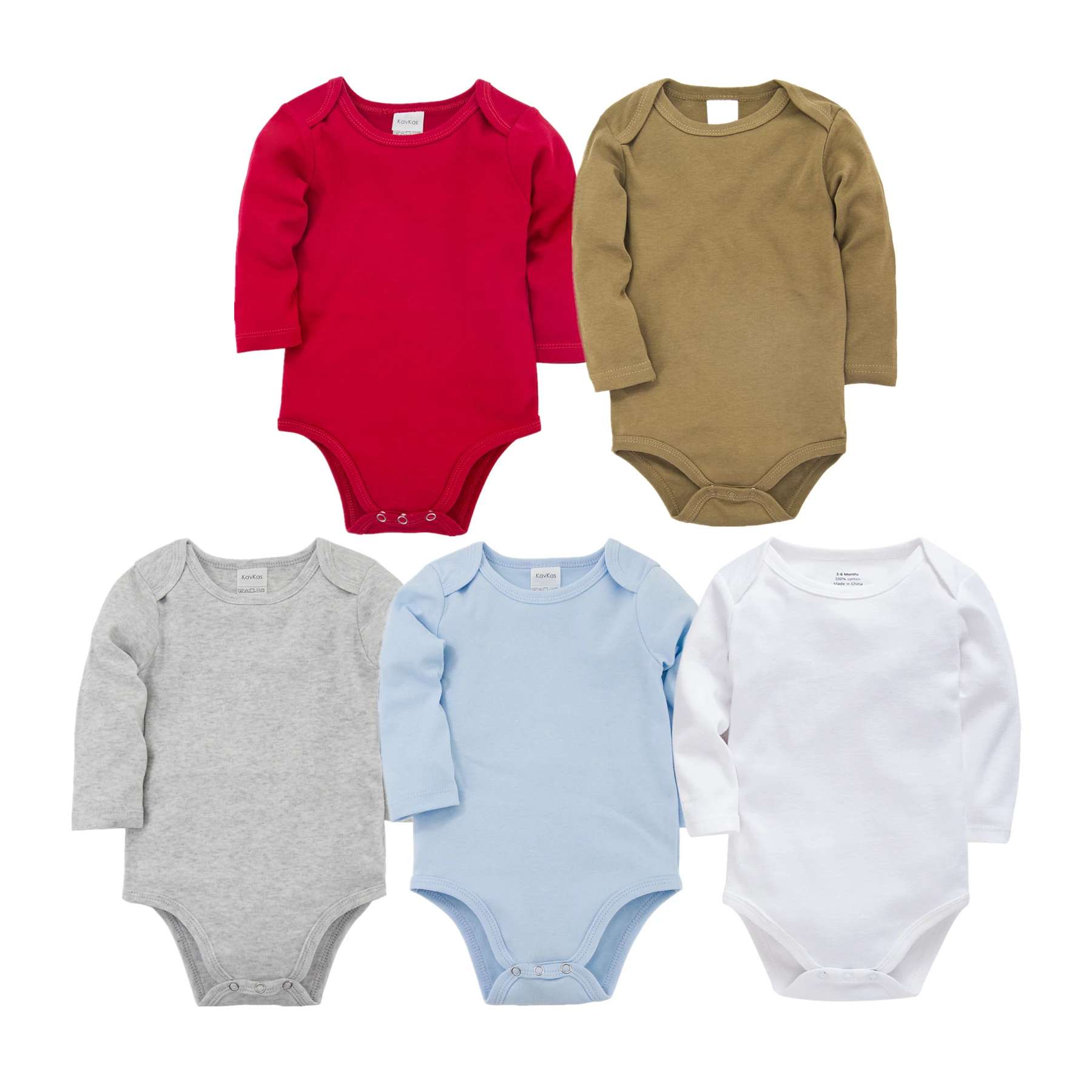 

Kavkas New Born Baby Boys Bodysuit 5 PCS 3 PCS Long Sleeve Cotton Baby Boy Girl Clothes 0-24 months Newborn body bebe Clothing