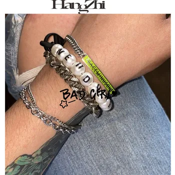 HANGZHI 2020 New Texture Vintage Elegant WE11DONE Autumn Winter Letter White Pearl Sweater Bracelet For Women Girls Men Jewelry
HANGZHI 2020 New Texture Vintage Elegant WE11DONE Autumn Winter Letter White Pearl Sweater Bracelet For Women Girls Men Jewelry