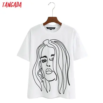 Tangada women embroidery cotton 2020 T shirt short sleeve European style ladies casual tee shirt street wear top 6Z47 
Tangada women embroidery cotton 2020 T shirt short sleeve European style ladies casual tee shirt street wear top 6Z47