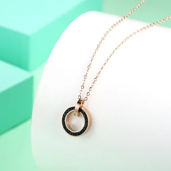 Rose Gold Choker Necklace for Women Stainless Steel Initial Round Necklace with Black CZ Rhinestone Collier Femme Jewelry
Rose Gold Choker Necklace for Women Stainless Steel Initial Round Necklace with Black CZ Rhinestone Collier Femme Jewelry