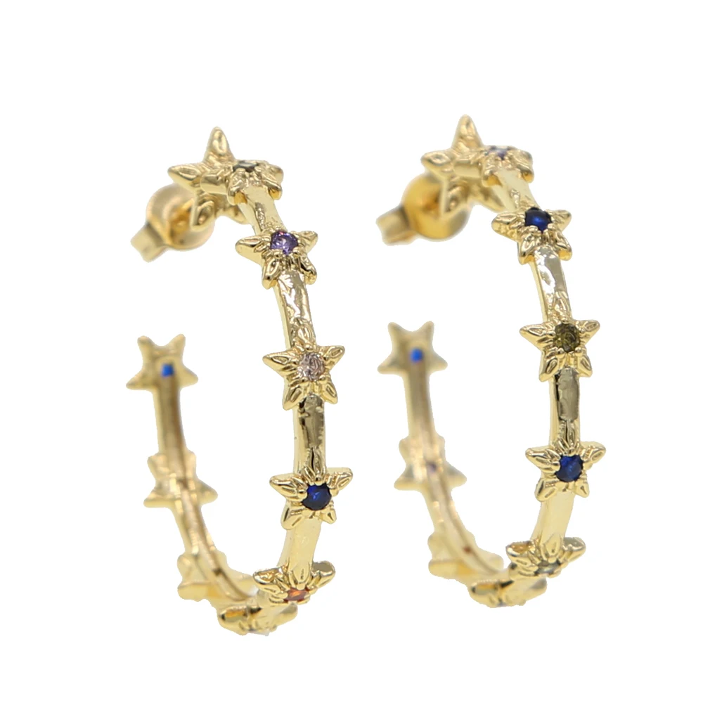 2019 Christmas gift jewelry new arrived Gold color colorful rainbow cz star hoop earring
2019 Christmas gift jewelry new arrived Gold color colorful rainbow cz star hoop earring