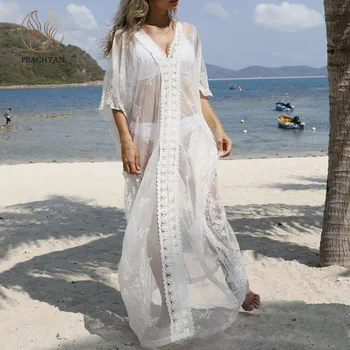 Peachtan Vintage long beach dress women 2020 See through swimsuit cover ups female Sexy tunic for women Beachwear cover up new
Peachtan Vintage long beach dress women 2020 See through swimsuit cover ups female Sexy tunic for women Beachwear cover up new