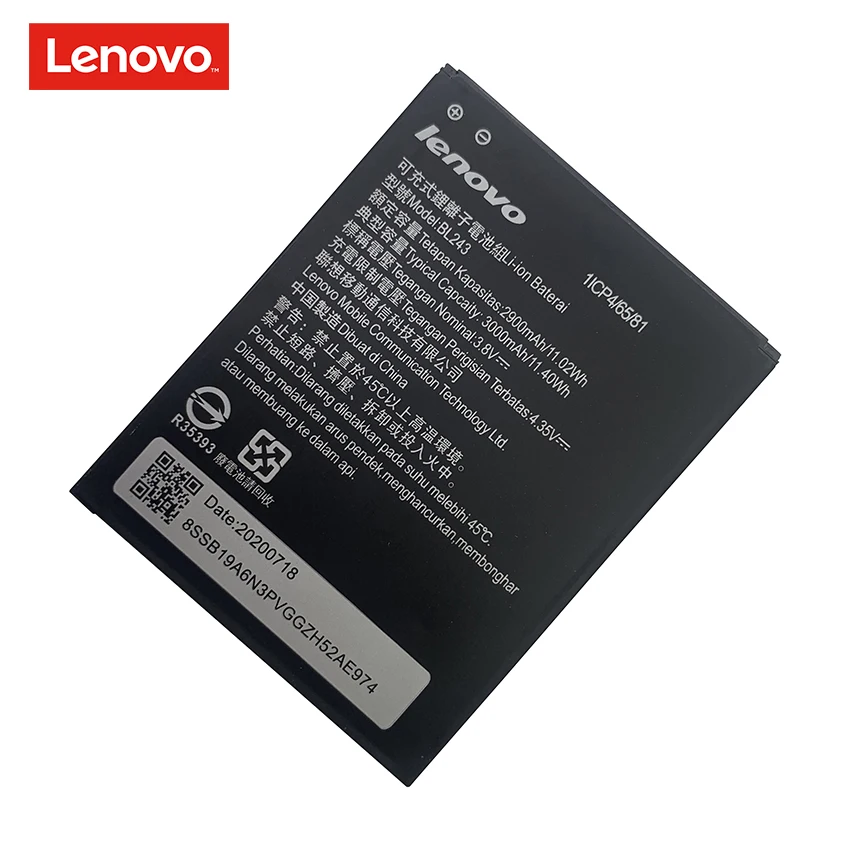 Оригинальный аккумулятор BL243 2900 мобильный телефон мА · ч для Lenovo K3 Note K50-T5 A7000 A5500