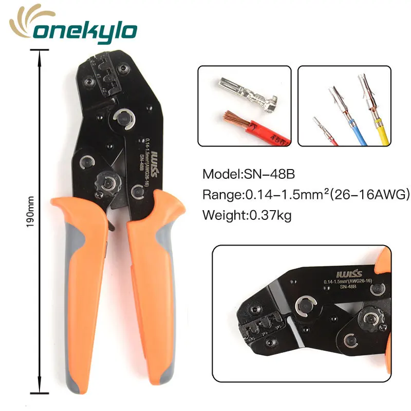 IWISS Tool SN-48B mini crimping plier or Dupont & JST-SM Molex Connectors and Terminals 0.14-1.5mm² (26-16AWG )
IWISS Tool SN-48B mini crimping plier or Dupont & JST-SM Molex Connectors and Terminals 0.14-1.5mm² (26-16AWG )