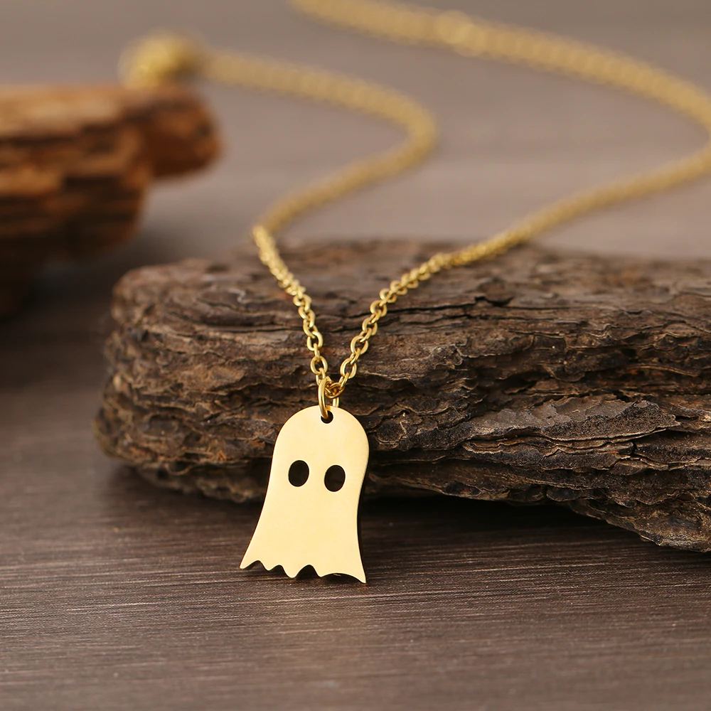 Фото Ожерелья из нержавеющей стали милый дизайн призрака подвеска на Хэллоуин