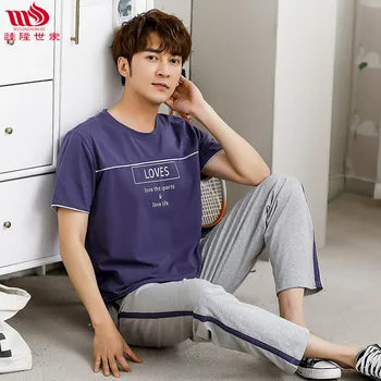 Men Pajamas Summer Short-sleeved Trousers Set Pure Cotton Thin Sports Casual Youth Men's Tracksuit
Men Pajamas Summer Short-sleeved Trousers Set Pure Cotton Thin Sports Casual Youth Men's Tracksuit
