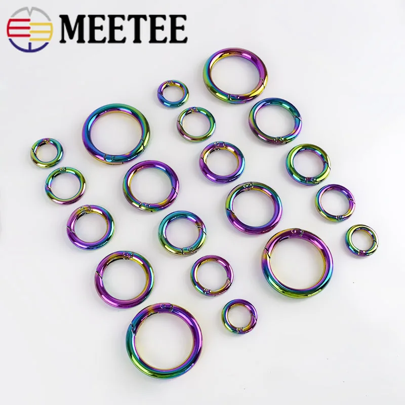 Meetee 30pcs 12/17/19/25/32mm Rainbow Spring Metal O Ring Buckle Carabiner Snap Clip Keychain Clasp DIY Clothes Bags Accessories
Meetee 30pcs 12/17/19/25/32mm Rainbow Spring Metal O Ring Buckle Carabiner Snap Clip Keychain Clasp DIY Clothes Bags Accessories