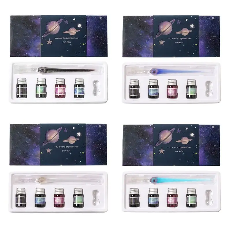 1Set Planet Theme Dip Pen 4 Color Ink Kit Glass Pen Signiture Painting Pen Student Stationery Writing Supplies Gifts
1Set Planet Theme Dip Pen 4 Color Ink Kit Glass Pen Signiture Painting Pen Student Stationery Writing Supplies Gifts