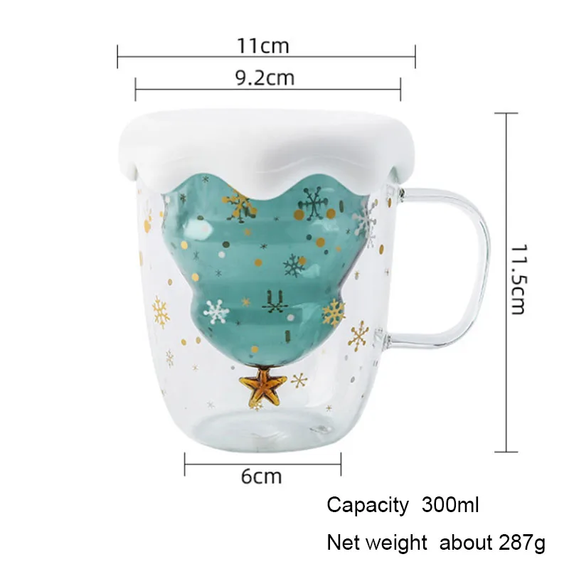 double wall coffee mugs drinkware tea cup christmas tree gift