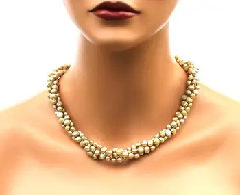Unique Pearls jewellery Store Champagne Color 3 rows Baroque Genuine Freshwater Pearl Necklace Free Silver Earrings 
Unique Pearls jewellery Store Champagne Color 3 rows Baroque Genuine Freshwater Pearl Necklace Free Silver Earrings