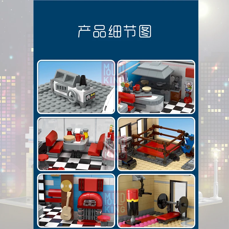 MOC-32566 Creator Expert City Street View California restaurant Building Blocks Bricks lepins Educational toys for Children Gift