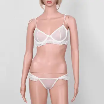 Women See Through Sheer Mesh Lingerie Set Elastic String Shoulder Straps Ruffle Underwired Bra Top Open Butt Briefs Underwear
Women See Through Sheer Mesh Lingerie Set Elastic String Shoulder Straps Ruffle Underwired Bra Top Open Butt Briefs Underwear