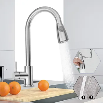 Stainless Steel Kitchen Sink Faucet Pull Out Sprayer Head 360 Rotation Two Water Spray Mode Single Handle Cold And Hot Mixer Tap
Stainless Steel Kitchen Sink Faucet Pull Out Sprayer Head 360 Rotation Two Water Spray Mode Single Handle Cold And Hot Mixer Tap