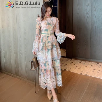 EDGLuLu 2020 New Arrive High Quality O-neck Flared Sleeves Embroidery Dress Flower Print Long Dress+Sashes Vestidos 0922
EDGLuLu 2020 New Arrive High Quality O-neck Flared Sleeves Embroidery Dress Flower Print Long Dress+Sashes Vestidos 0922